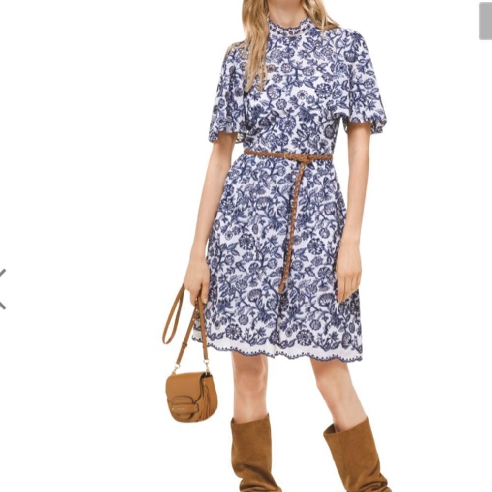 Michael Michael Kors Blue-White Lace Crochet Dress NEW Retail $295